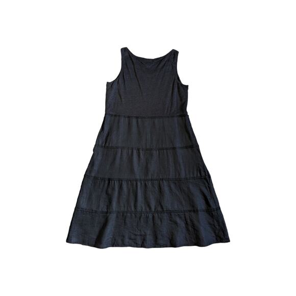 J Jill Linen Tank Midi Dress Black Sleeveless Pockets Womens Small Petite Summer - Picture 2 of 4
